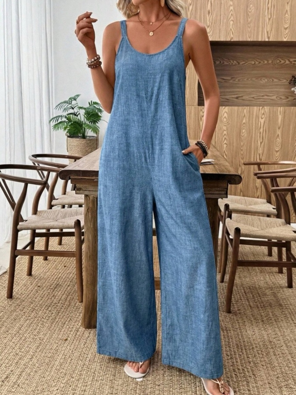 Spaghetti Strap Wide Leg Jumpsuit